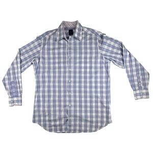 Tailorbyrd Collection‎ Men's XLT Blue White Plaid Dress Shirt Button Down Shirt